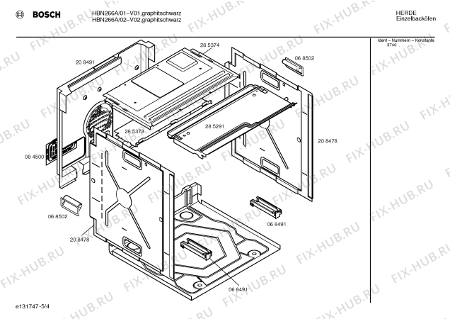 Взрыв-схема плиты (духовки) Bosch HBN266A - Схема узла 04