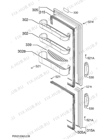 Взрыв-схема холодильника Frigidaire FRFF185W - Схема узла Door 003