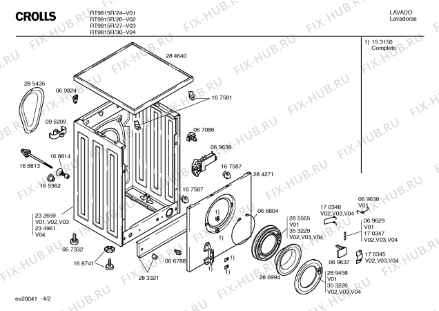 Схема №2 RT9813R Crolls RT9813R с изображением Кабель для стиральной машины Bosch 00352596