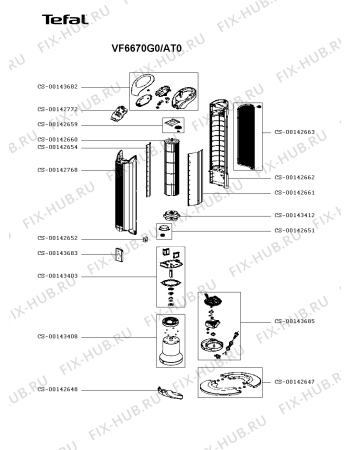 Схема №1 VF6670T0/AT0 с изображением Корпусная деталь для обогревателя (вентилятора) Rowenta CS-00142660