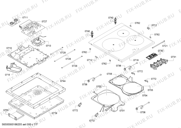 Взрыв-схема плиты (духовки) Siemens HA857540F - Схема узла 07