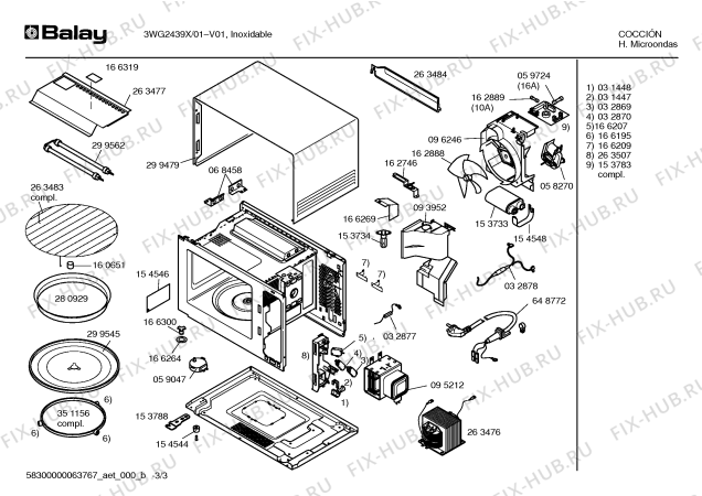 Схема №3 3WG2439X с изображением Инструкция по установке и эксплуатации для свч печи Bosch 00522077