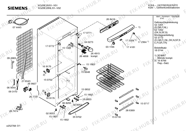 Схема №2 KG29E20 с изображением Инструкция по эксплуатации для холодильника Siemens 00527202