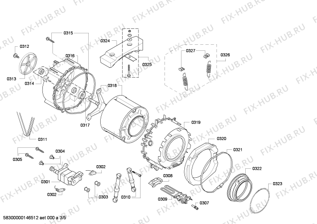 Взрыв-схема стиральной машины Bosch WAE32343 Maxx 6 VarioPerfect - Схема узла 03