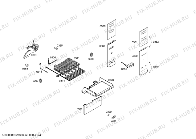 Взрыв-схема холодильника Bosch KGN34A10 - Схема узла 03