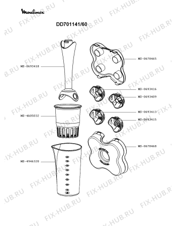 Взрыв-схема блендера (миксера) Moulinex DD701141/60 - Схема узла YP003189.4P2