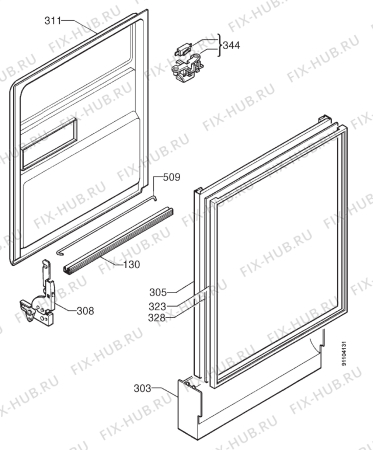 Взрыв-схема посудомоечной машины Blanco BDW206X - Схема узла Door 003