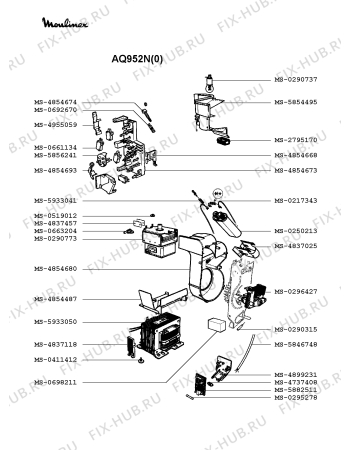 Взрыв-схема микроволновой печи Moulinex AQ952N(0) - Схема узла 4P002383.6P4