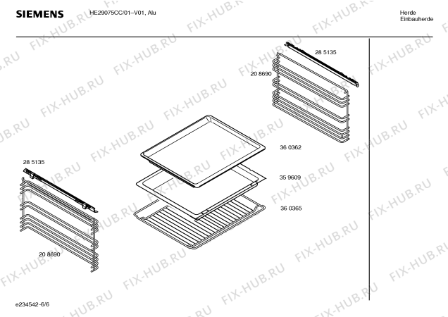Взрыв-схема плиты (духовки) Siemens HE29075CC - Схема узла 06