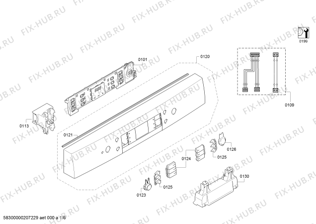 Схема №2 SMS60M18AU с изображением Панель управления для посудомоечной машины Bosch 00704401