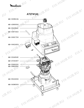 Взрыв-схема блендера (миксера) Moulinex AT2741(4) - Схема узла AP001307.8P2