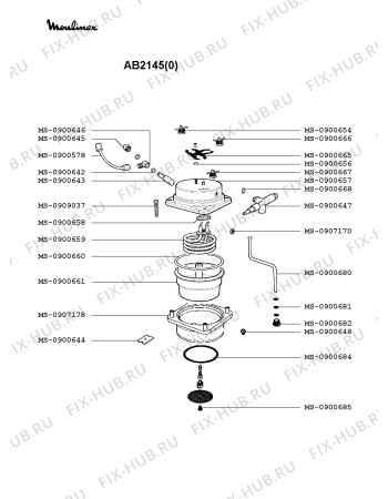 Взрыв-схема кофеварки (кофемашины) Moulinex AB2145(0) - Схема узла FP001877.1P3