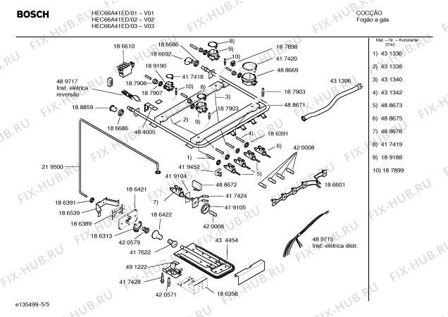 Схема №1 HSC66P41ED PROFESSIONAL с изображением Ручка для плиты (духовки) Bosch 00438052