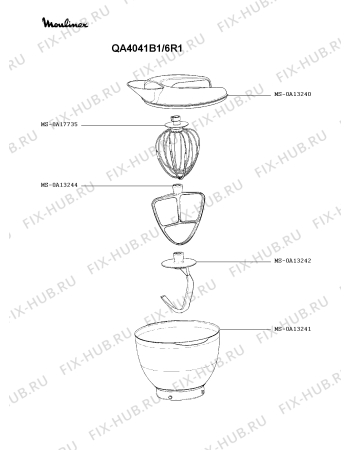 Взрыв-схема кухонного комбайна Moulinex QA4041B1/6R1 - Схема узла HP004948.1P2