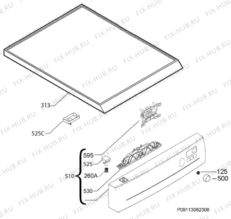 Взрыв-схема посудомоечной машины Aeg Electrolux F55400W0P - Схема узла Command panel 037