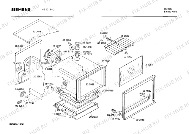 Взрыв-схема плиты (духовки) Siemens HE1013 - Схема узла 02