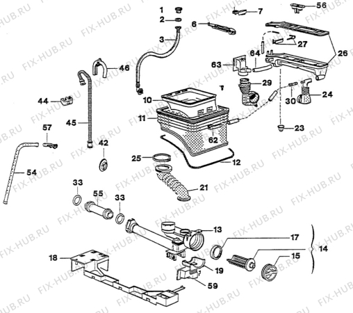 Взрыв-схема стиральной машины Husqvarna Electrolux QW1285 - Схема узла W30 Water details  D