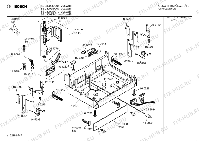 Взрыв-схема посудомоечной машины Bosch SGU3002SK - Схема узла 05