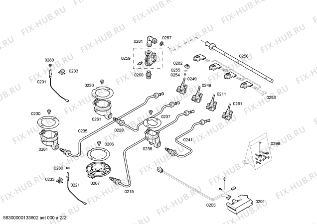 Схема №2 PCH615CAU Bosch с изображением Газовый кран для духового шкафа Bosch 00601529