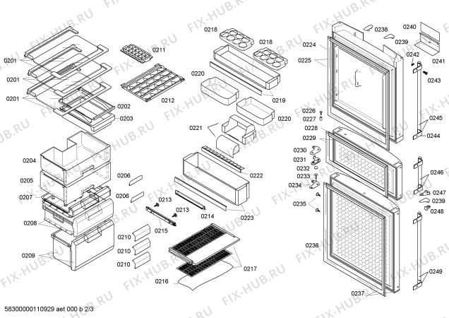 Схема №2 KGF22846TI с изображением Выдвижной ящик для холодильника Bosch 00242093