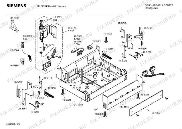 Взрыв-схема посудомоечной машины Siemens SE24531 - Схема узла 05