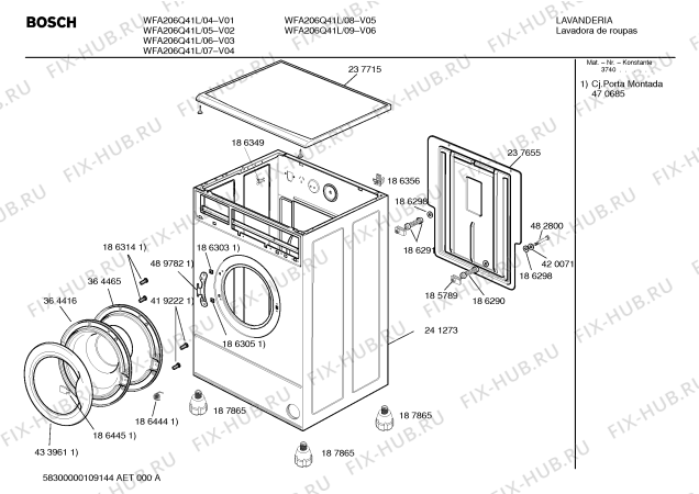 Схема №2 WFA206Q41L LAVADORA PROF 5PR 127V с изображением Таймер для стиральной машины Bosch 00490463
