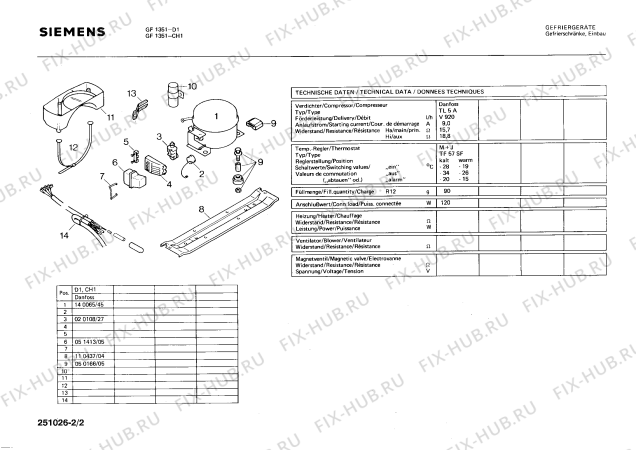 Схема №2 GF1351 с изображением Дверь для холодильной камеры Siemens 00203063