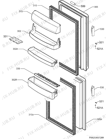 Взрыв-схема холодильника Rosenlew RJP3543V - Схема узла Door 003