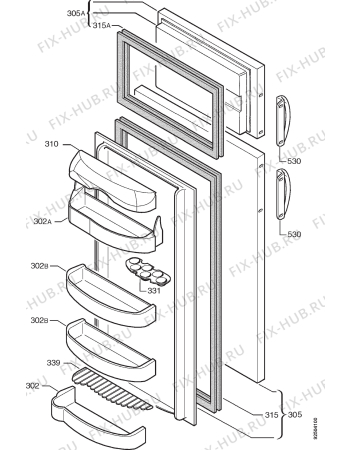 Взрыв-схема холодильника Husqvarna Electrolux QT140R - Схема узла Door 003