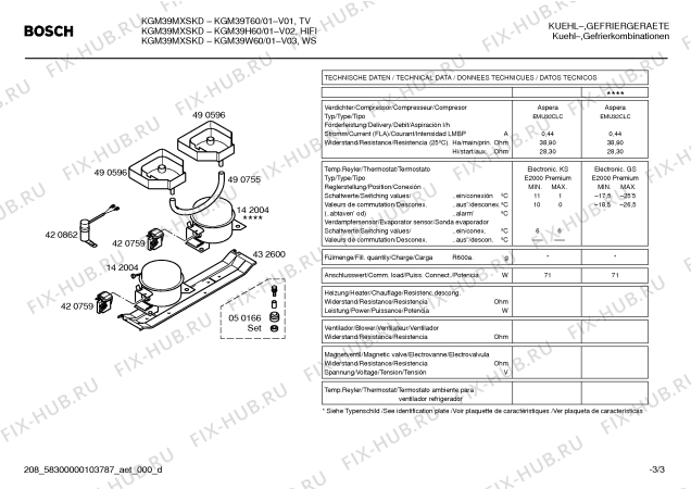 Взрыв-схема холодильника Bosch KGM39T60 KGM39MXSKD - Схема узла 03