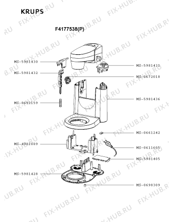 Взрыв-схема кухонного комбайна Krups F4177538(P) - Схема узла ZP000536.3P3