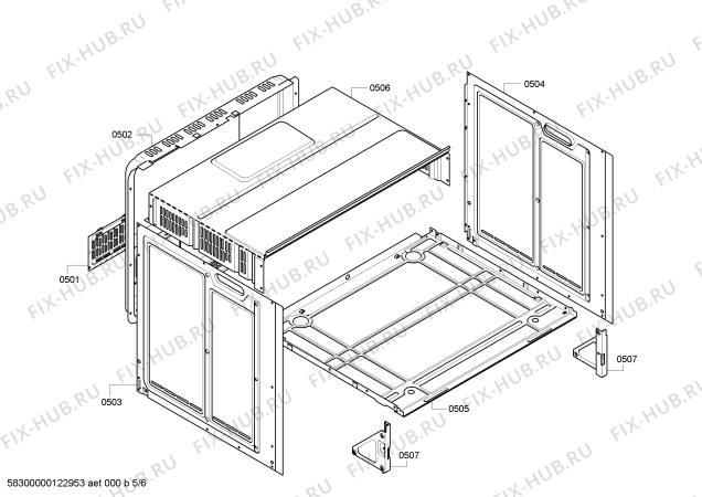 Взрыв-схема плиты (духовки) Bosch HBN331W0 - Схема узла 05