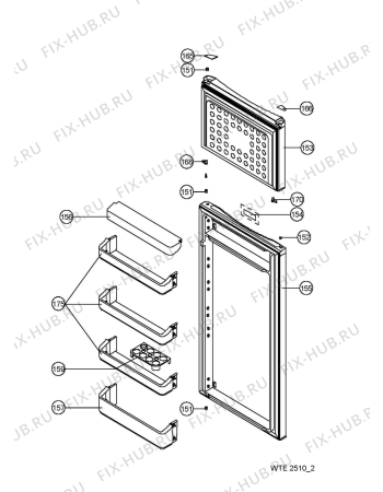 Схема №1 WTE2510 W с изображением Дверца для холодильной камеры Whirlpool 480132102299