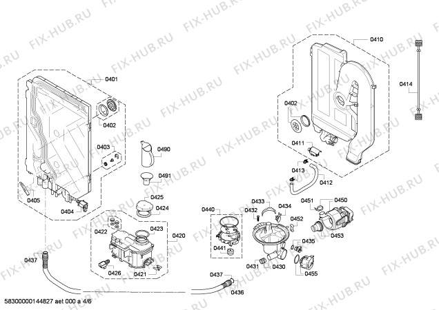 Взрыв-схема посудомоечной машины Bosch SBV58M30EU - Схема узла 04