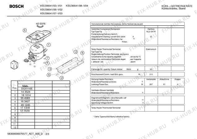 Взрыв-схема холодильника Bosch KSU36641 - Схема узла 03