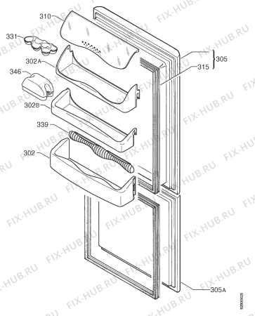 Взрыв-схема холодильника Zanussi ZK27/9DAC - Схема узла Door 003