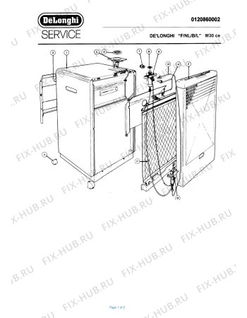 Схема №1 M30 с изображением Корпусная деталь для обогревателя (вентилятора) DELONGHI 708492