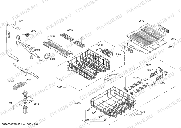 Взрыв-схема посудомоечной машины Siemens SN436W05KS iQ300 - Схема узла 06