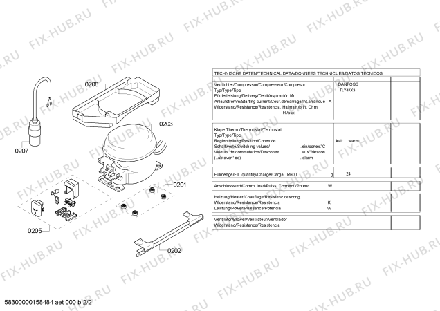 Взрыв-схема холодильника Bosch KTR18PW20G - Схема узла 02