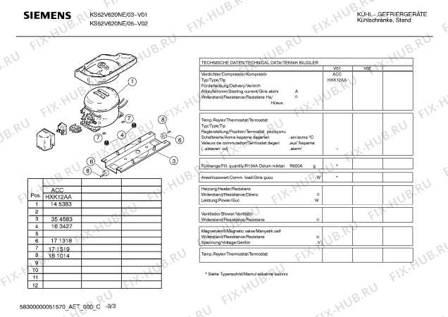 Схема №3 KS52V620NE с изображением Инструкция по эксплуатации для холодильника Siemens 00588140