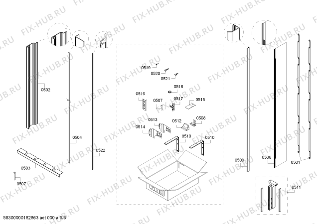 Схема №3 RW464361AU Gaggenau с изображением Монтажный набор для холодильника Bosch 11019495