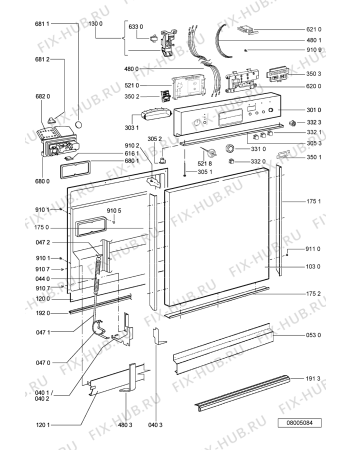 Схема №2 ADP 7610 WH с изображением Обшивка для посудомоечной машины Whirlpool 481245372738