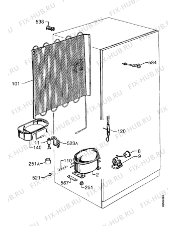 Взрыв-схема холодильника Castor CM2694DT - Схема узла Cooling system 017