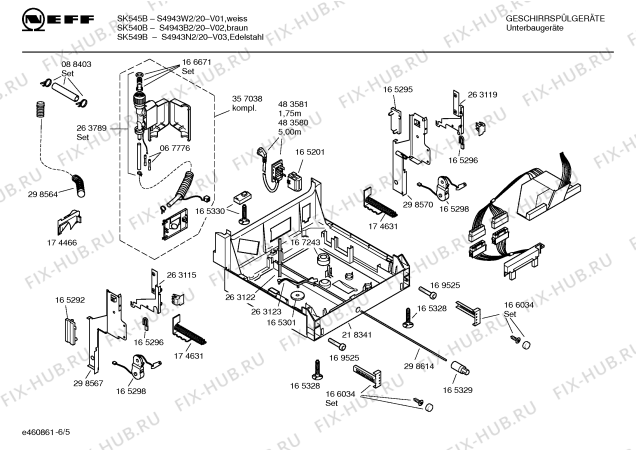 Схема №5 S4943B1 Art.: SK 540A с изображением Вкладыш в панель для электропосудомоечной машины Bosch 00357229