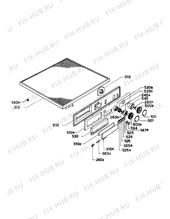 Взрыв-схема стиральной машины Castor CX585 - Схема узла Control panel and lid