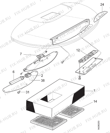 Взрыв-схема вытяжки Electrolux EFC959X - Схема узла Section 2