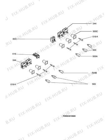 Взрыв-схема плиты (духовки) Aeg Electrolux E42042-6-M DE - Схема узла Functional parts