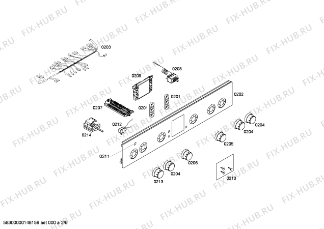 Взрыв-схема плиты (духовки) Bosch HGV44D120F - Схема узла 02