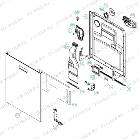 Взрыв-схема посудомоечной машины Asko D5233 XL NO   -White Bi (337877, DW70.3) - Схема узла 05