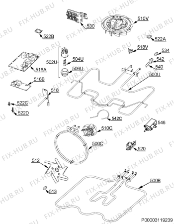 Взрыв-схема плиты (духовки) Aeg BCK552220M - Схема узла Electrical equipment